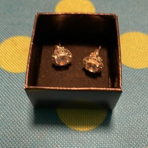 Avon brilliant CZ stud earrings round.